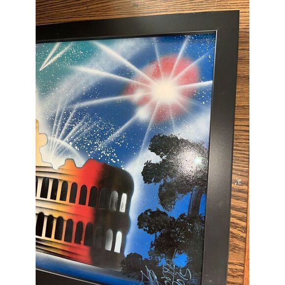 2015 Framed Signed Original Disco Graffiti Pop Mixed Media Art - Roman Colosseum - Picture 8 of 12